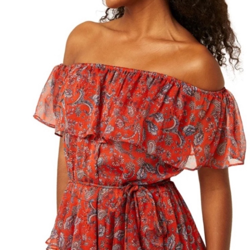 MISA Kiera Off the Shoulder Maxi Dress in Aranciatta Paisley - Picture 4 of 7